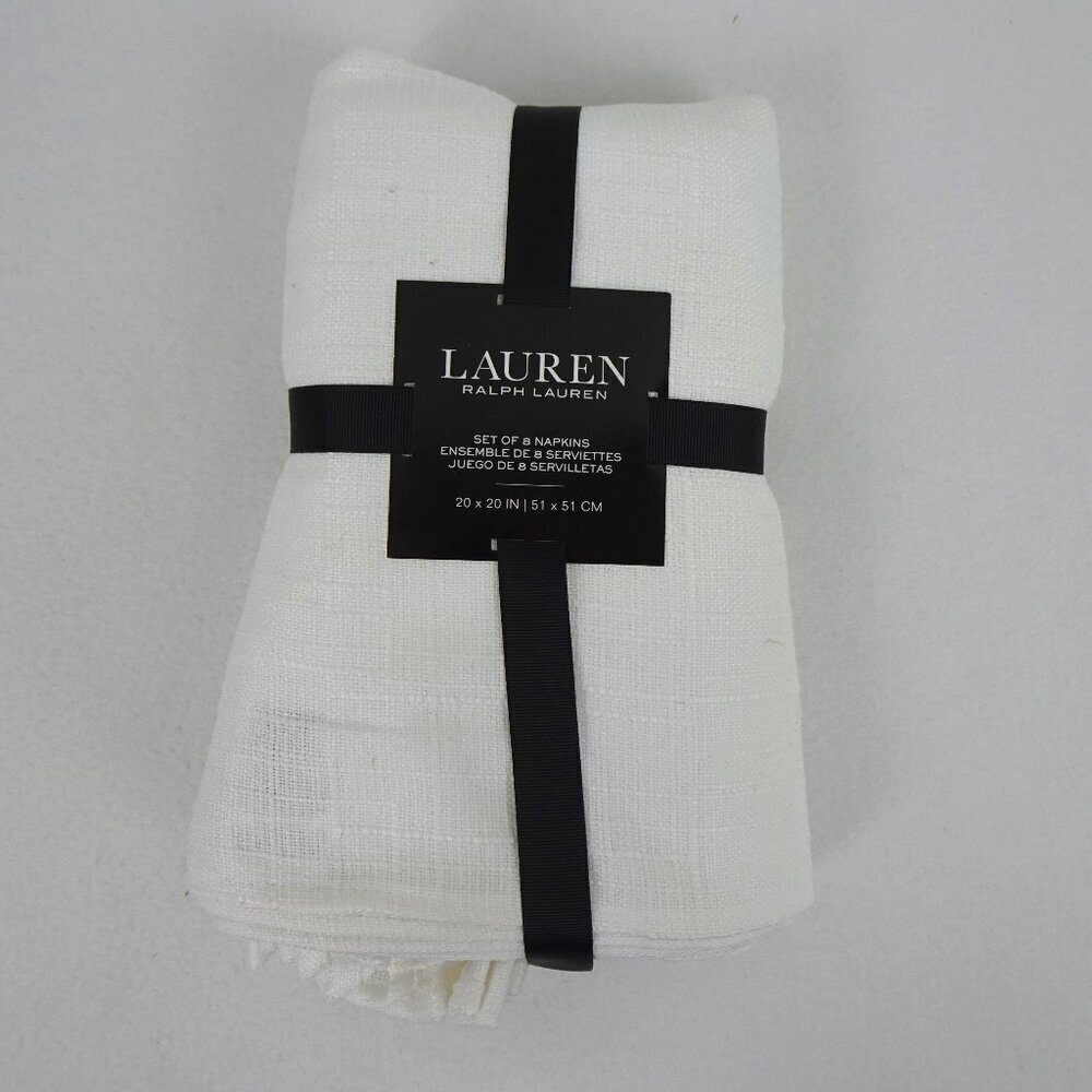Ralph Lauren Set of 8 White Cloth Napkins New Dinner Dining Holiday Entertaining